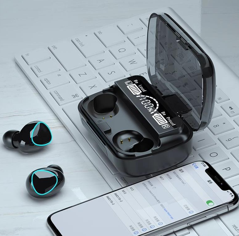 American Smart M10 Bluetooth earphones with noise reduction, long battery life, wireless design, ideal for gaming and listening on the go