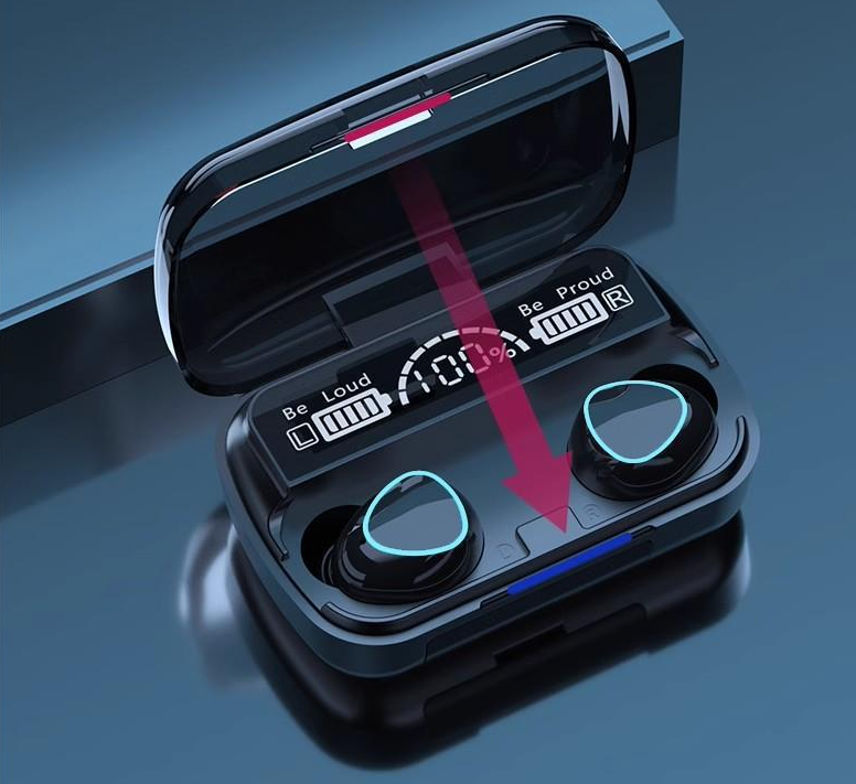 American Smart M10 Bluetooth earphones with noise reduction, long battery life, and in-ear design for gaming and wireless listening.