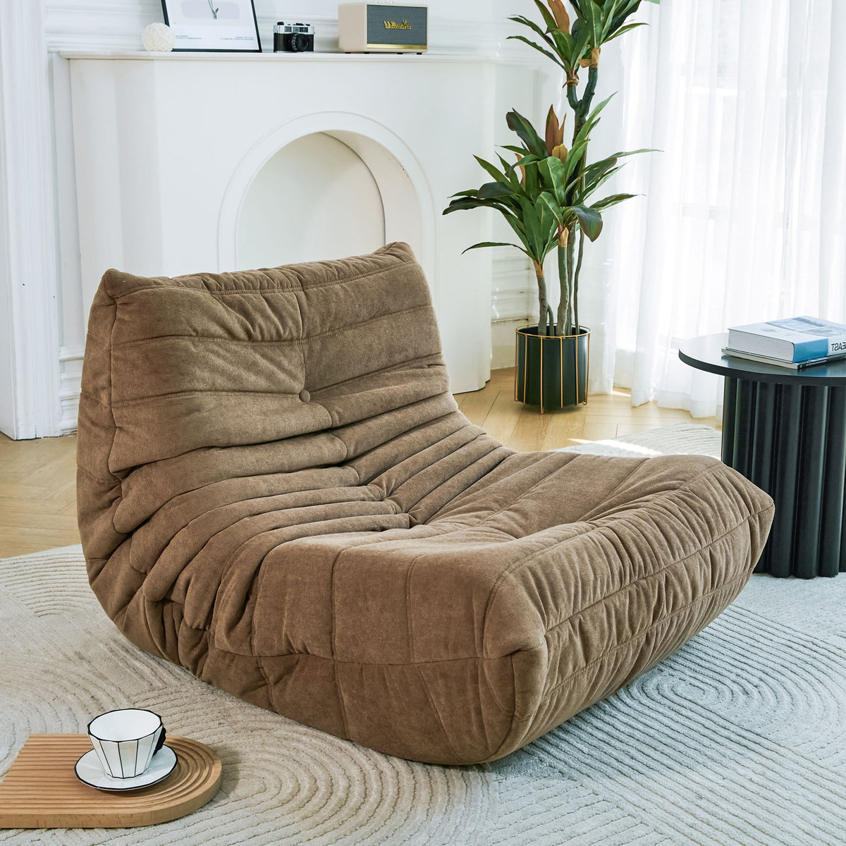 American Smart EP floor sofa bean bag chair with fireproof fabric, memory foam interior, suitable for home, office, or gaming spaces.
