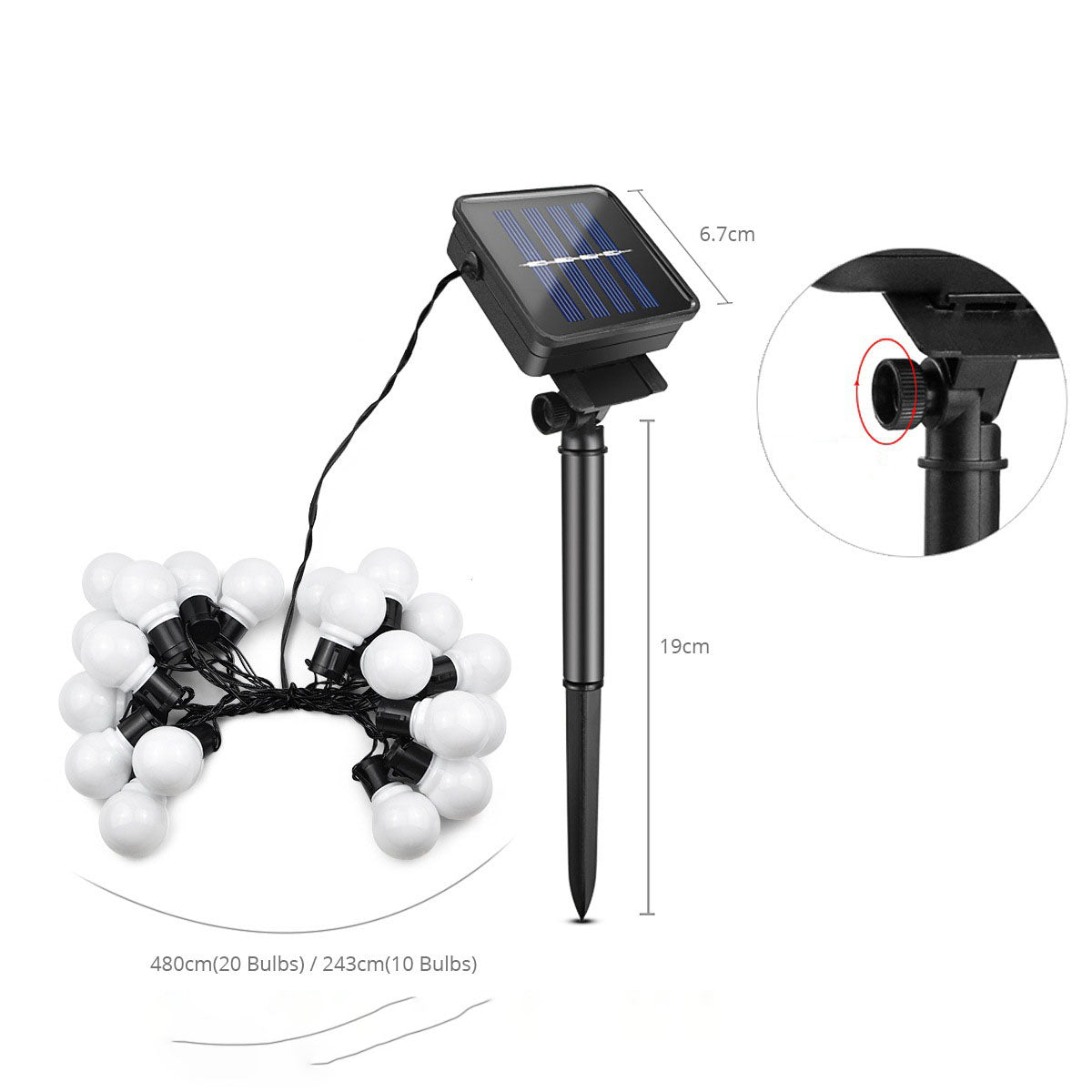 American Smart EP LED outdoor waterproof solar string lights with retro hook bulbs illuminating garden and lawn areas.