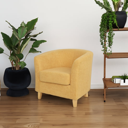 American Smart EP Cortina Fabric Club Chair with plush upholstery and modern design, shown in a cozy living room setting.