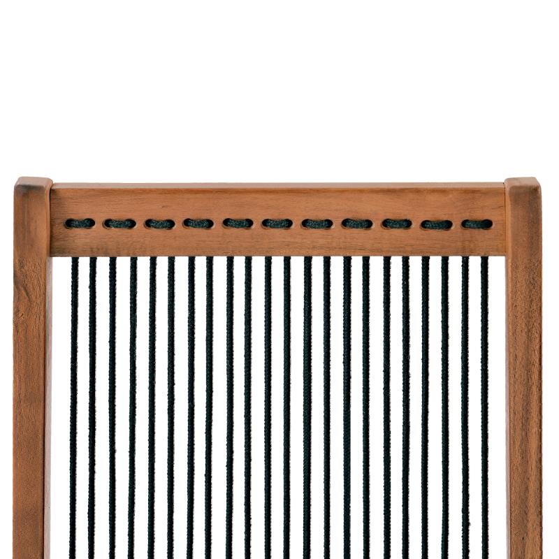 Folding roping wood chair by American Smart EP with a natural wooden finish and a compact, portable design.