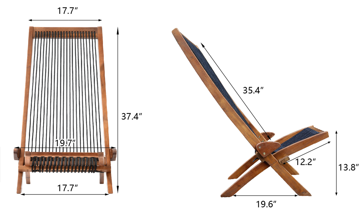 Folding roping wood chair by American Smart - EP, showcasing a lightweight, portable wooden chair with a folding design.