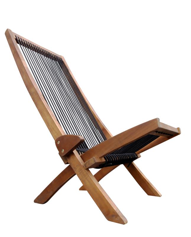 Folding roping wood chair by American Smart - EP with a curved wooden seat and foldable metal frame for versatile seating.
