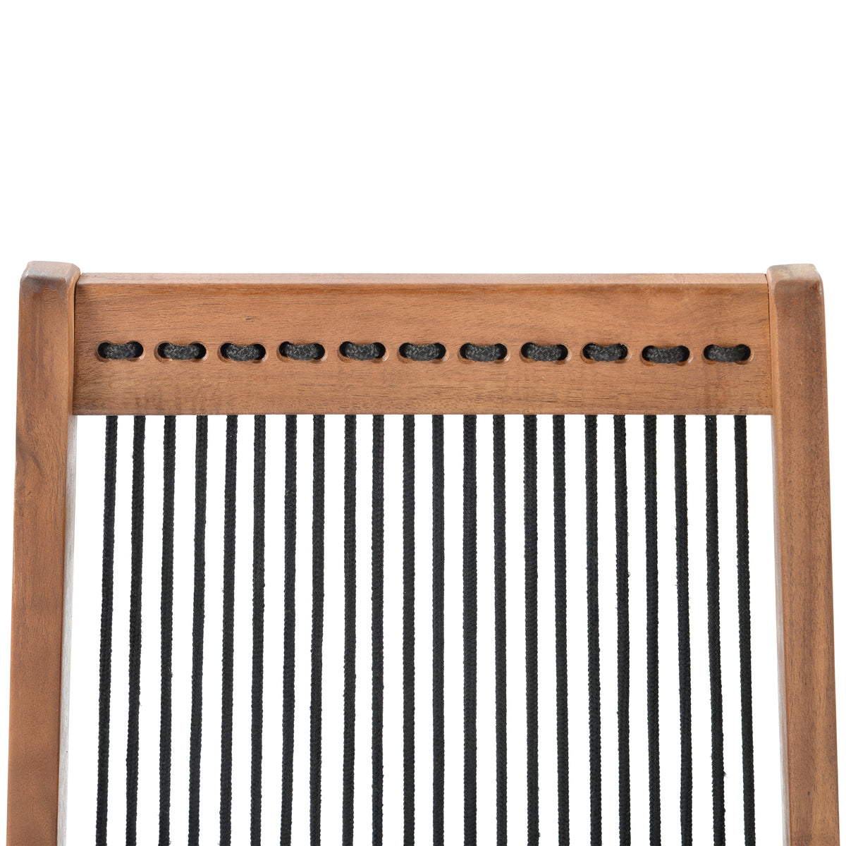 Foldable roping wood chair by American Smart EP, showing a sleek wooden chair with a foldable design and rope detailing.