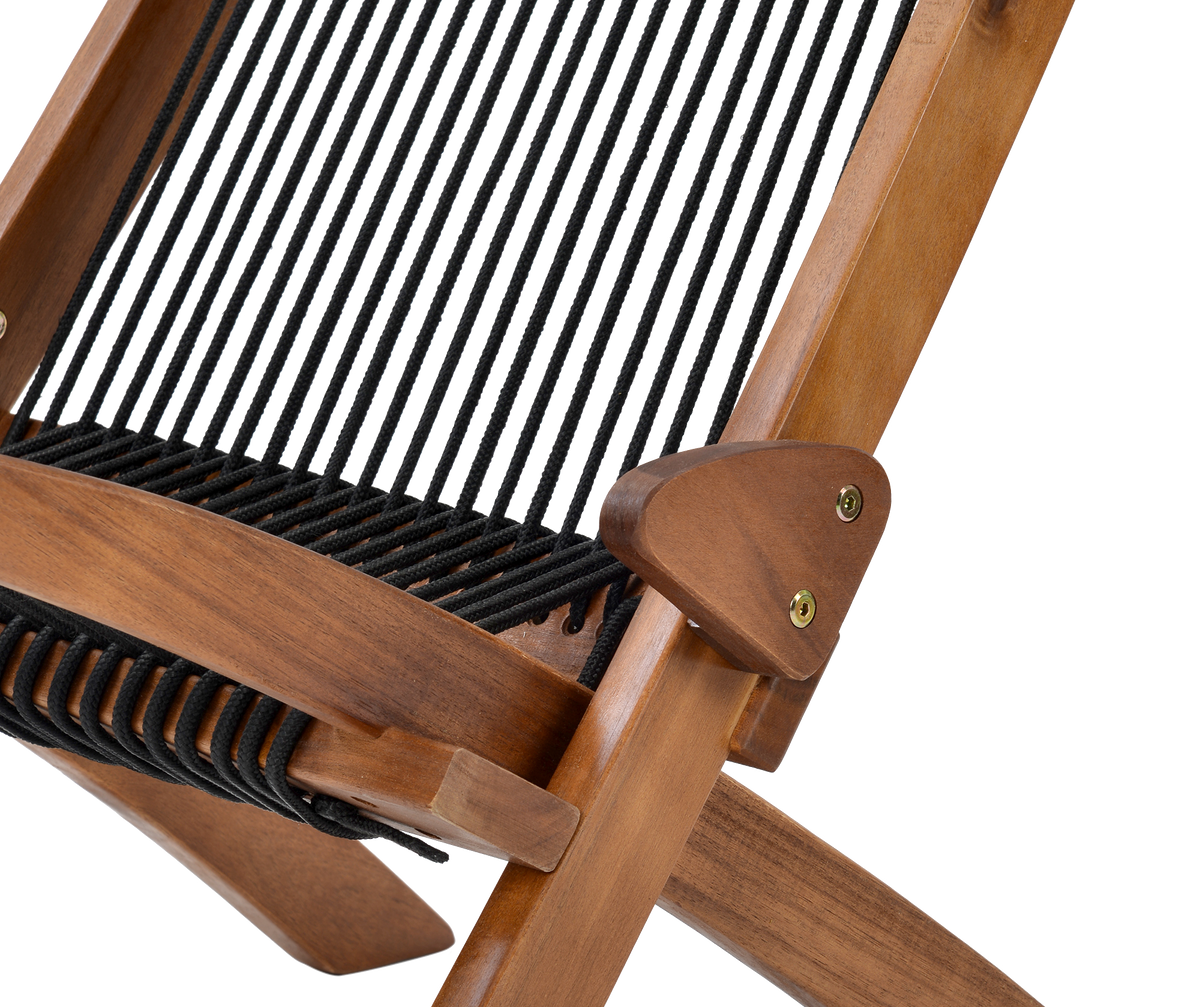 Folding roping wood chair by American Smart - EP with wooden frame and fabric seat, designed for versatile indoor and outdoor use.