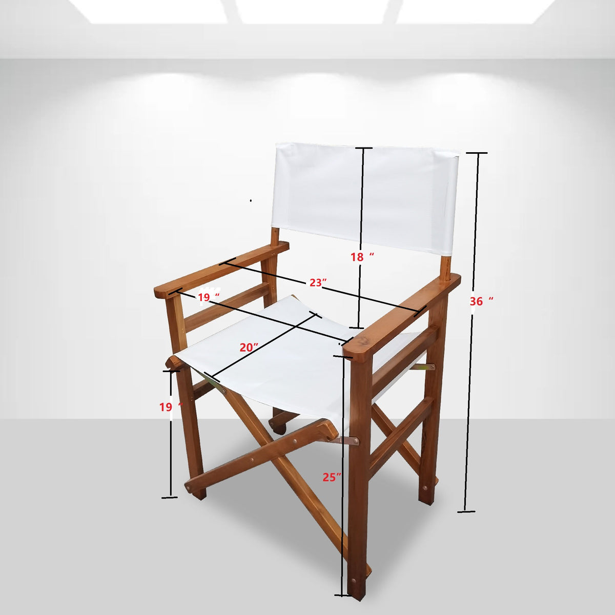 Set of two American Smart wooden director folding chairs with white canvas seats, featuring a lightweight and portable design.