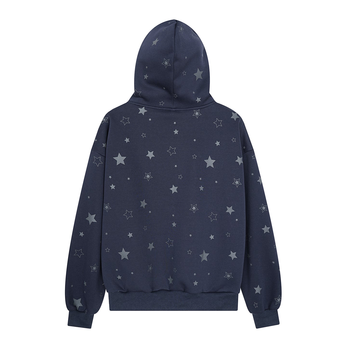 Star letter printed fleece hooded sweatshirt - American Smart