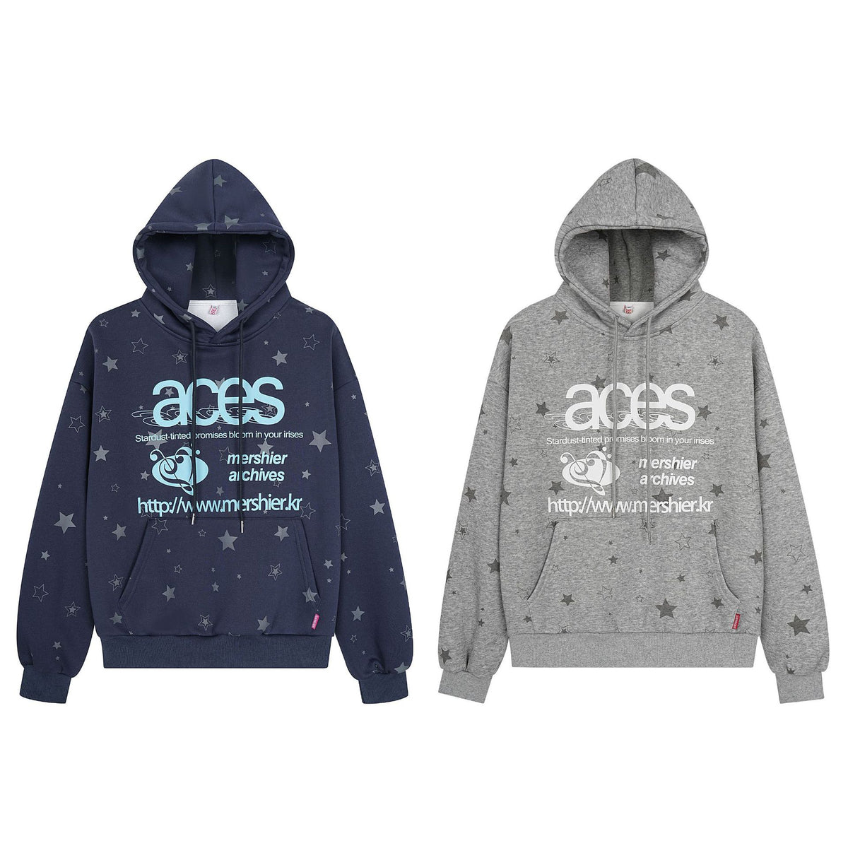 Star letter printed fleece hooded sweatshirt - American Smart