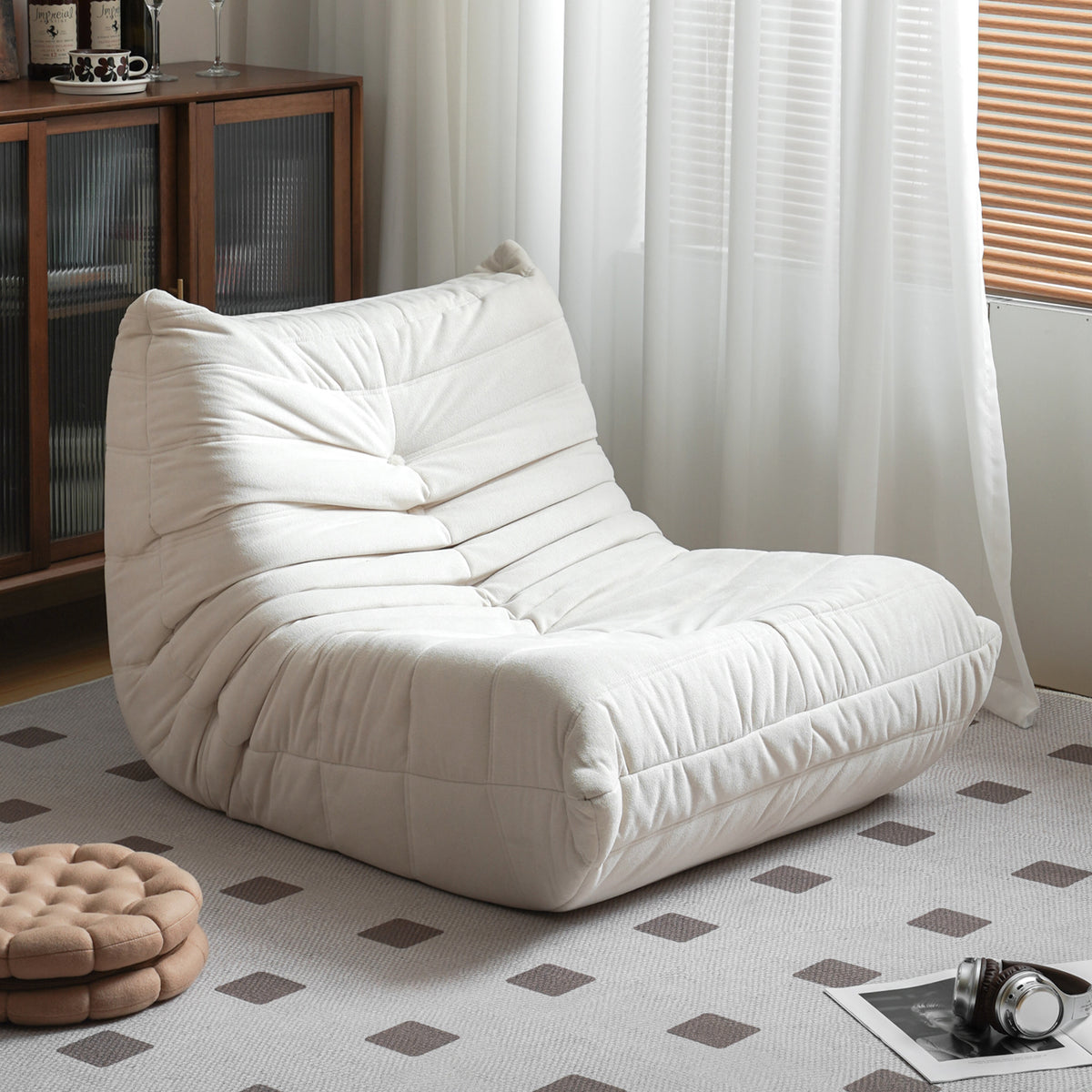 American Smart EP large bean bag chair for adults, foam-filled lounger sofa ideal for living rooms or gaming spaces, in a box.