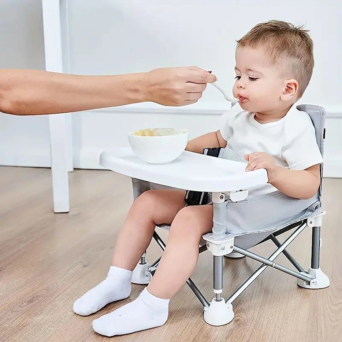 Children's dining chair portable foldable baby dining chair baby dining table small chair baby eating out folding - American Smart