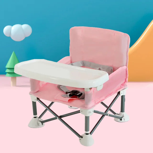 Children's dining chair portable foldable baby dining chair baby dining table small chair baby eating out folding - American Smart