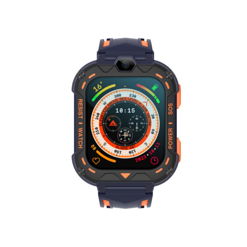American Smart K39H children's smart watch with GPS, 4G connectivity, camera, and call functions, shown with a child wearing it.