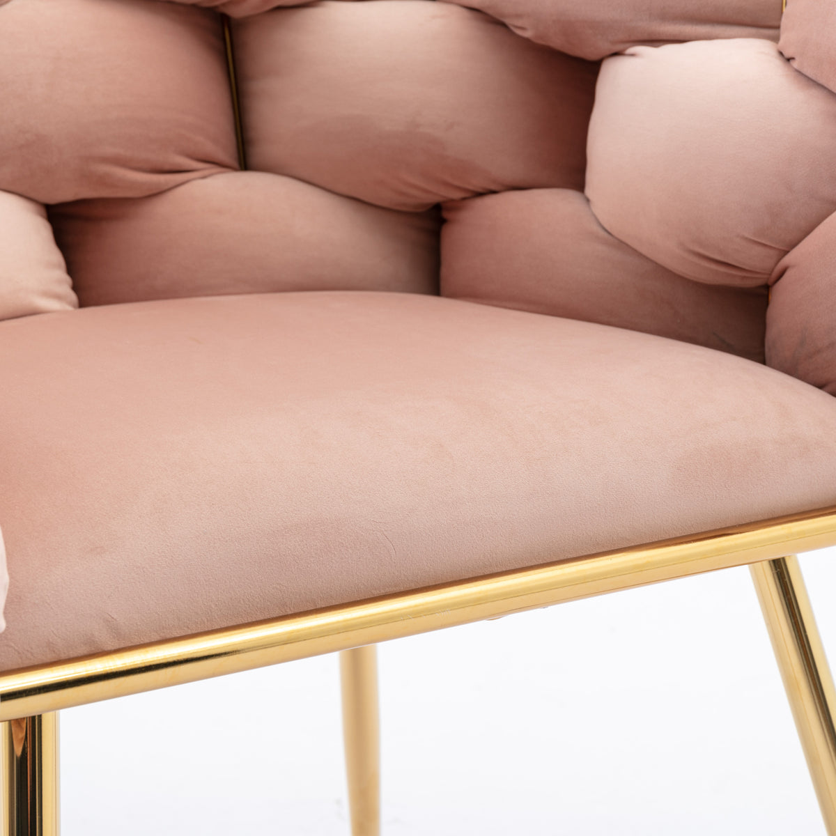 Set of 2 pink velvet modern leisure single sofa chairs with backrests, ideal for bedrooms or manicures, by American Smart EP.