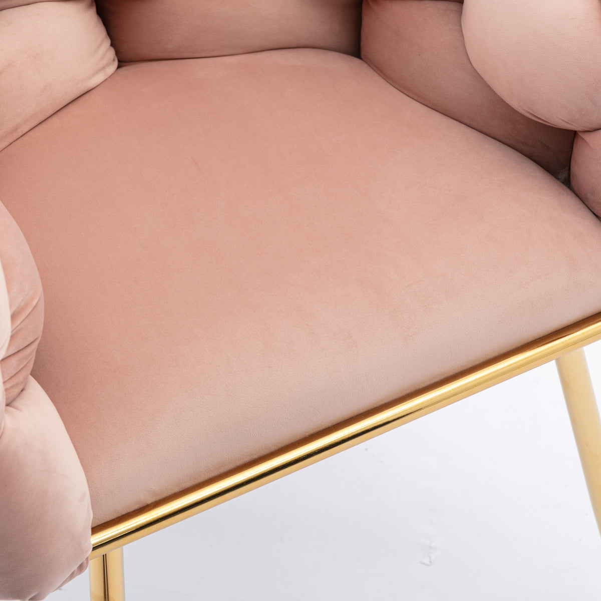 Set of 2 pink velvet modern leisure single sofa chairs with back support, suitable as bedroom or manicure room stools by American Smart.