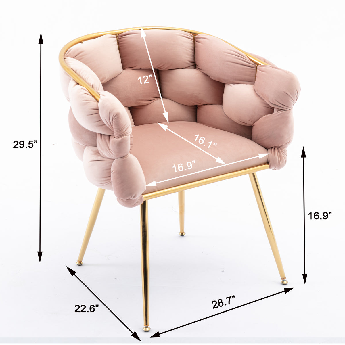 Set of 2 pink velvet modern leisure single sofa chairs with back support, ideal as bedroom or manicure table stools.