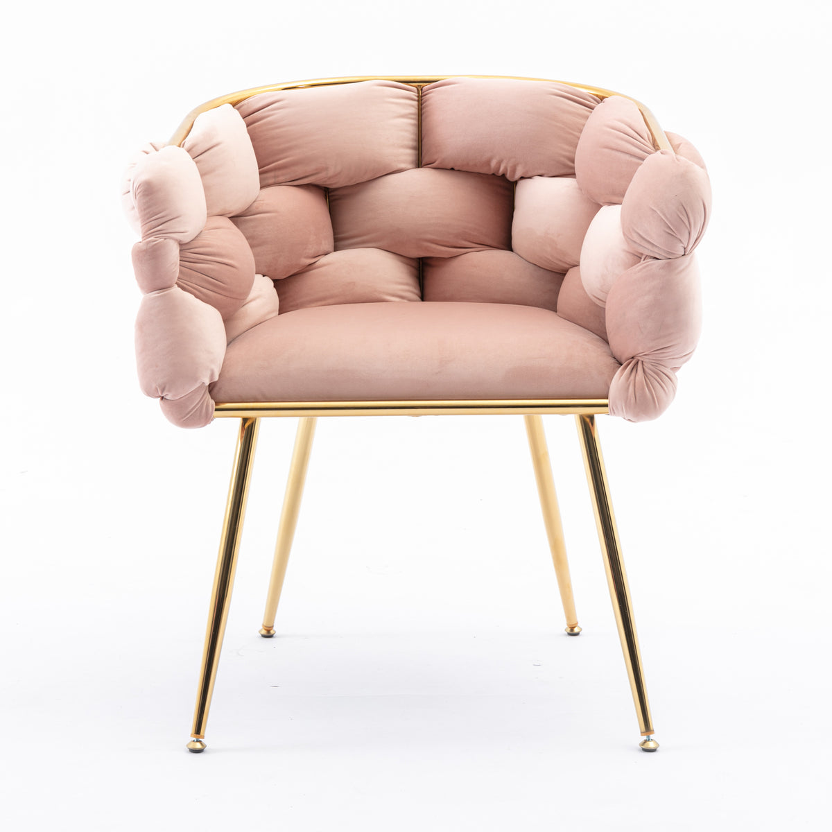 Pair of pink velvet modern leisure single sofas or chairs with back support, ideal for bedrooms or manicure tables, by American Smart.