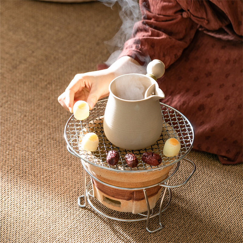 White mud boiled teapot, 600ml capacity, American Smart EP brand, ceramic teapot with a smooth, rounded design.
