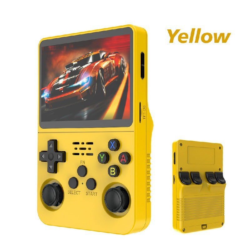 American Smart R36S portable handheld retro arcade joystick and gaming console with open-source design and classic arcade controls.