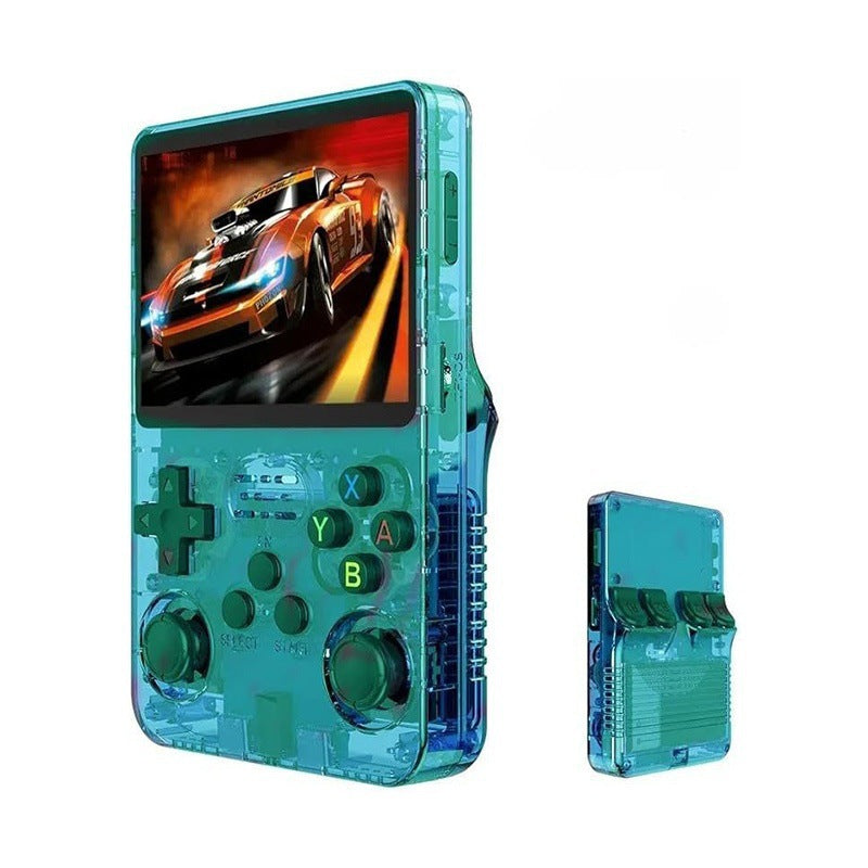 American Smart EP R36S portable handheld arcade joystick with retro design and open-source gaming console for on-the-go gaming.