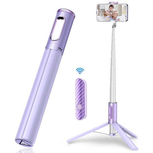American Smart EP 150cm carbon fiber selfie stick tripod with detachable remote, rotatable head, and phone compatibility.