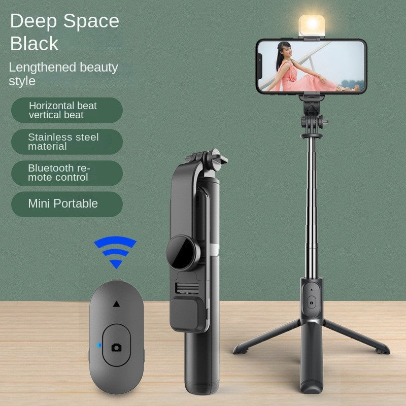 American Smart EP Bluetooth selfie stick with fill light, extendable tripod for universal phones and live streaming.