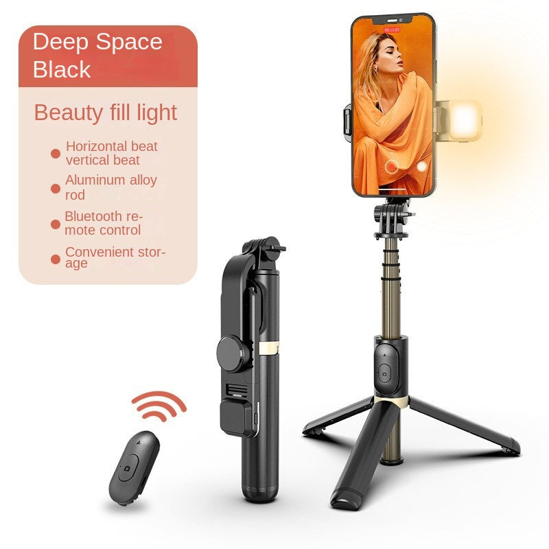 Wholesale American Smart Bluetooth selfie stick with fill light, extendable tripod for universal phones and live streaming.