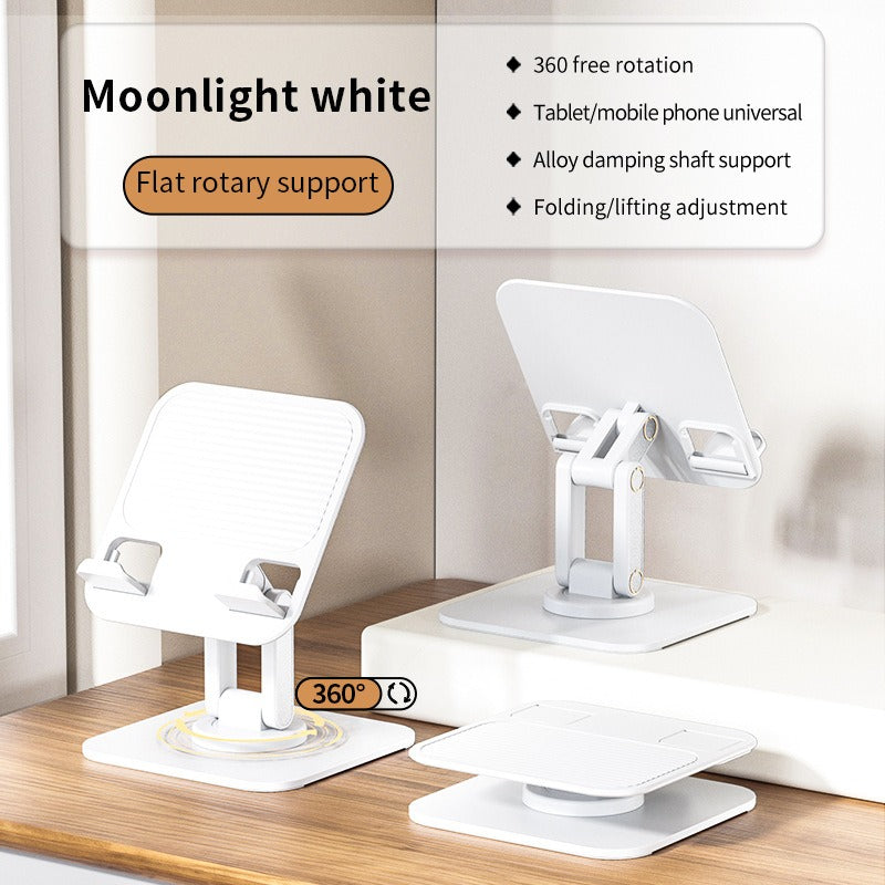 American Smart EP adjustable tablet stand holder on a desk, featuring 360-degree rotation for flexible viewing angles.