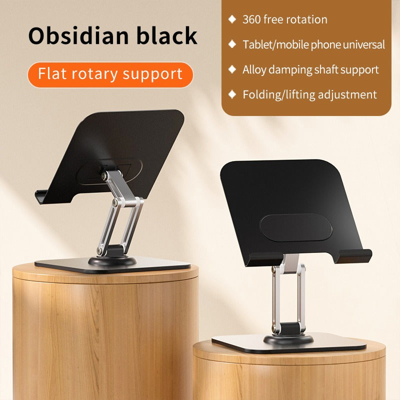 Adjustable American Smart Pad Stand Holder for tablets with 360-degree rotation on a desk, showcasing its adjustable design.