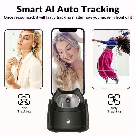 American Smart EP 360° rotation face tracking gimbal phone holder with AI face recognition for live vlogging and video recording.