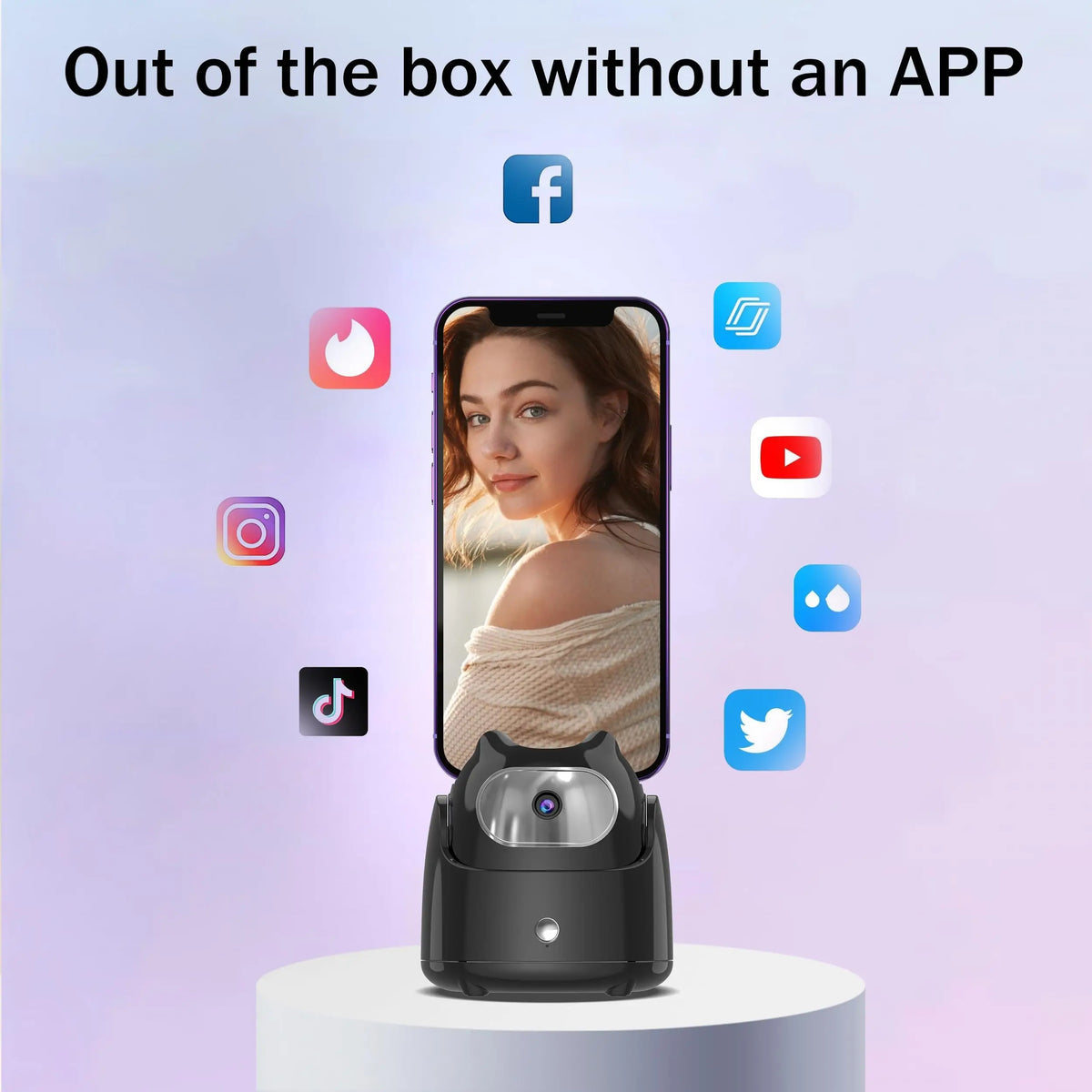 American Smart EP 360° rotation automatic face tracking gimbal phone holder for live vlogs with AI face recognition.