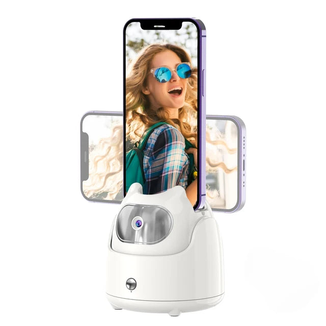 American Smart EP 360° rotation face tracking gimbal phone holder with AI face recognition for live vlogs and video recording.