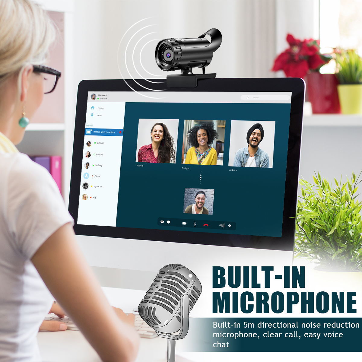 American Smart EP 4K beauty auto focus webcam with 1080p HD video, USB connection, and 2K resolution for live streaming and video calls.