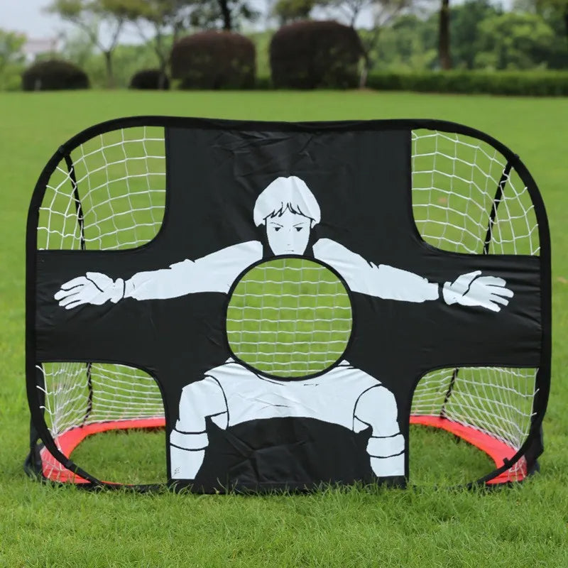 Portable folding soccer goal by American Smart for children, ideal for indoor and outdoor training with a target net for soccer practice.