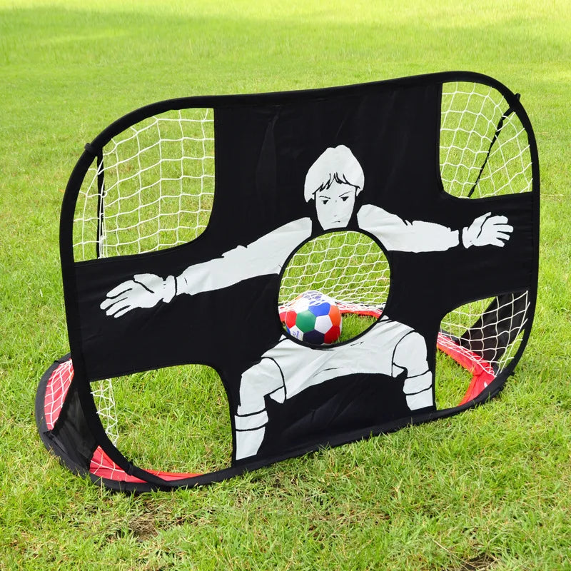 Portable folding soccer goal by American Smart, designed for children’s indoor and outdoor football training with target net.
