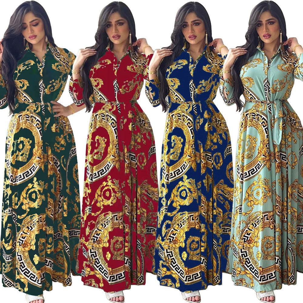 Swing ladies print shirt dress featuring Middle Eastern-inspired patterns, by American Smart EP, casual women's clothing.