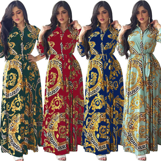 Swing ladies print shirt dress featuring Middle Eastern-inspired patterns, by American Smart EP, casual women's clothing.