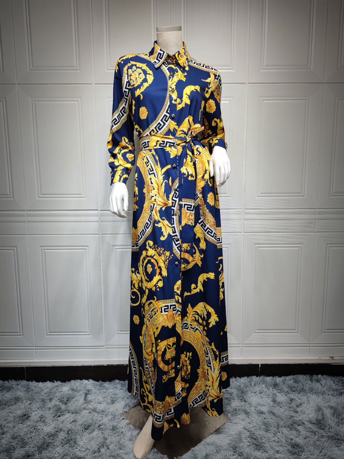 Swing ladies print shirt dress by American Smart, featuring Middle Eastern-inspired patterns and casual, stylish design.