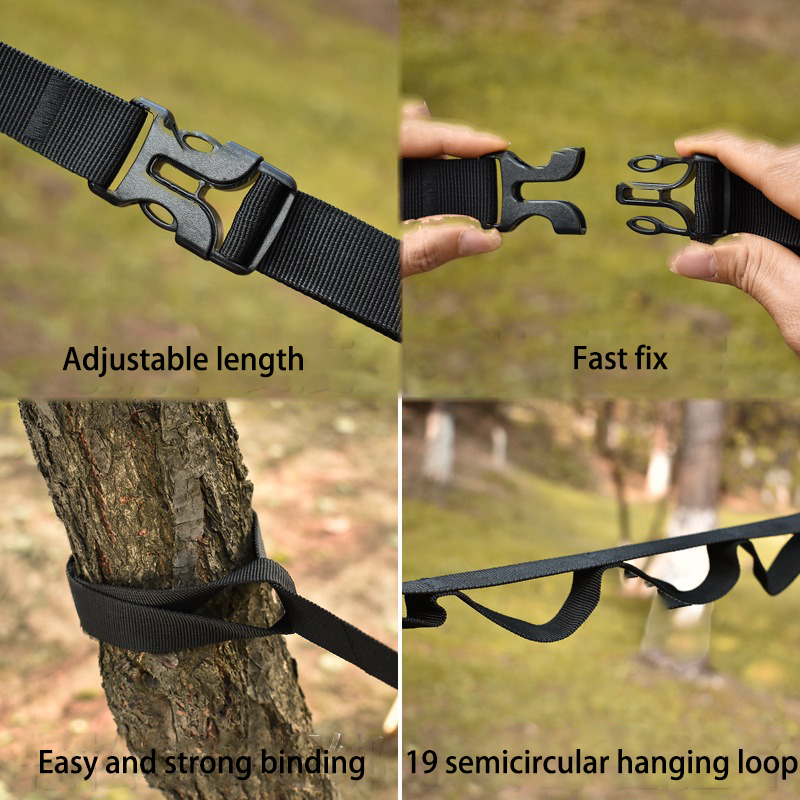American Smart EP outdoor camping tent storage rope with adjustable clothesline strap and 19 hook hangers for camping gear organization