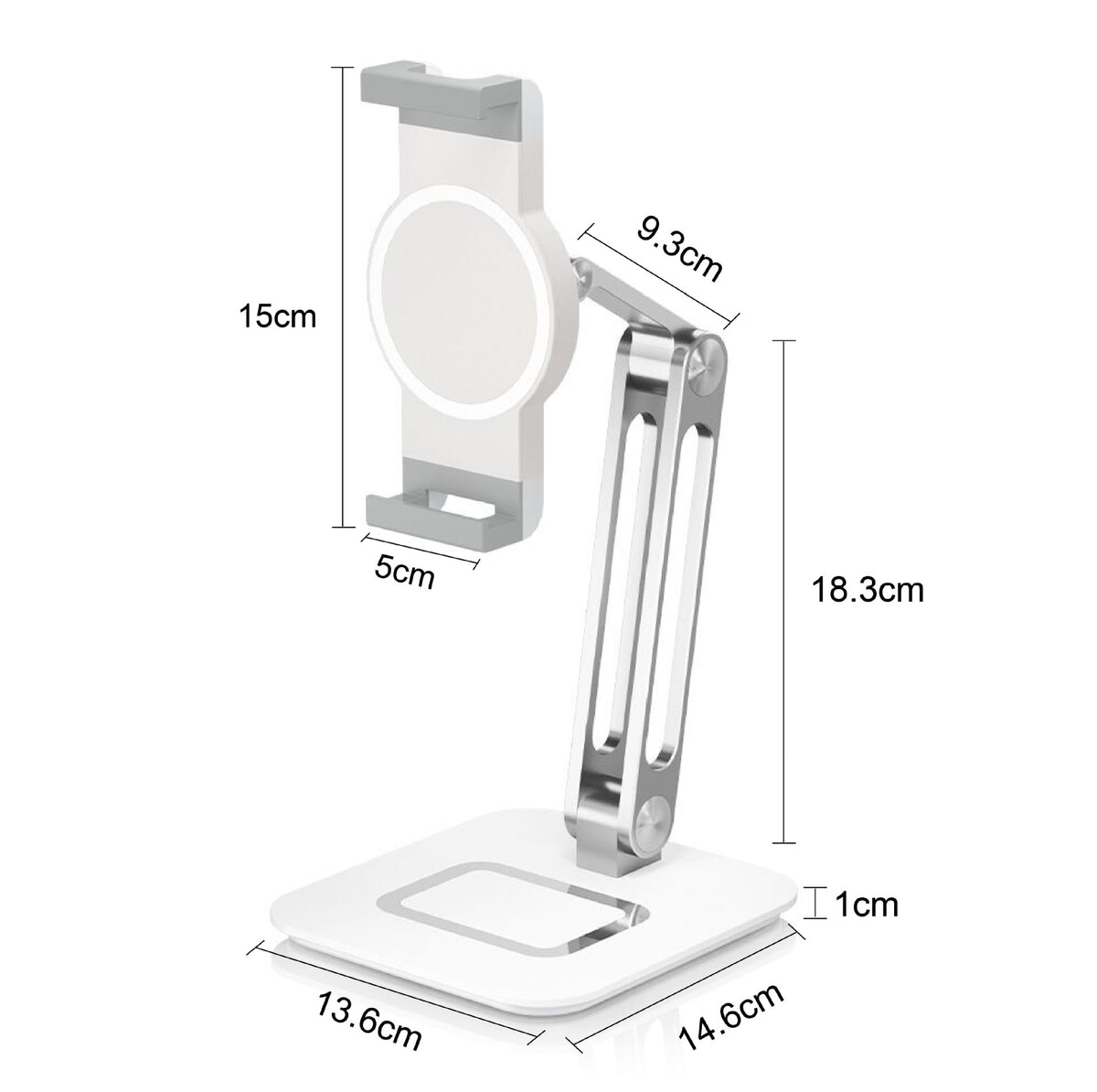 Universal aluminum foldable tablet and phone stand holder by American Smart, showing the sleek, adjustable design and sturdy construction.