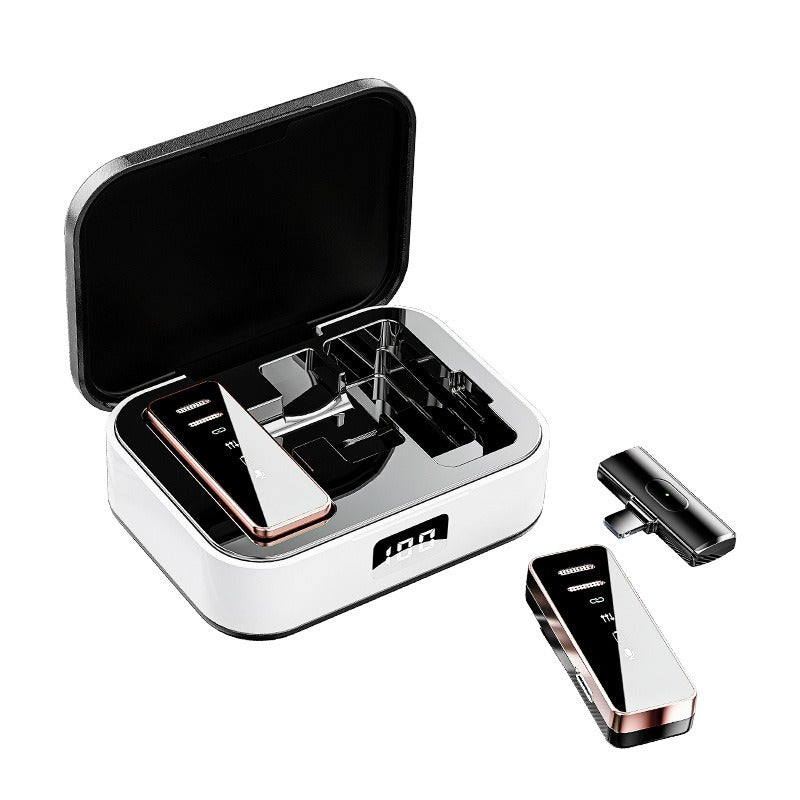 American Smart EP S18 wireless lavalier microphone with charging compartment, noise reduction, digital display, ideal for live audio.