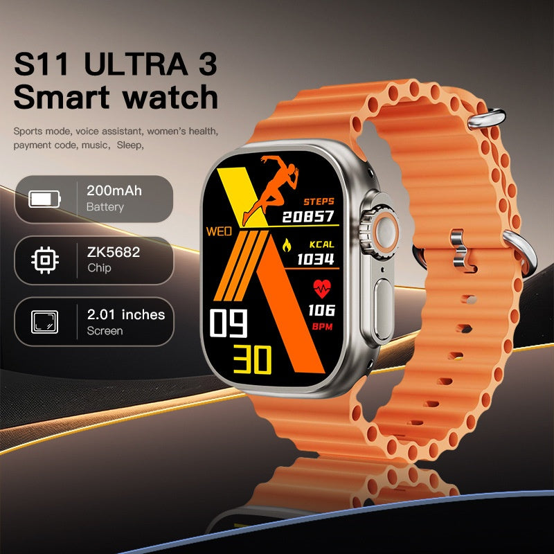 American Smart Ultra Sport S9 Ultra Watch, sleek black smartwatch with digital display and fitness tracking features.