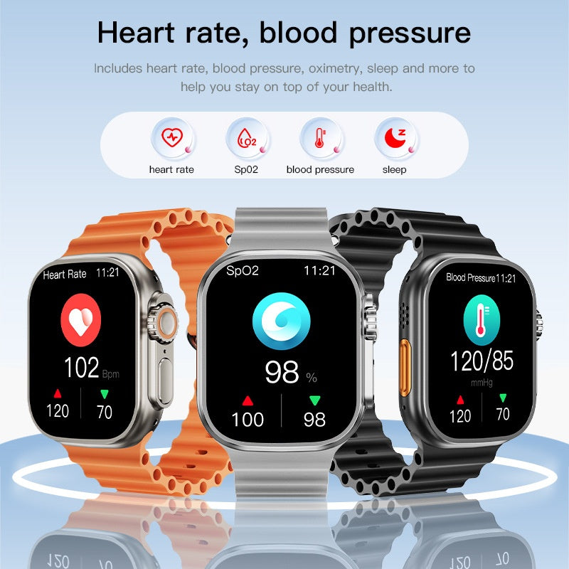 American Smart Ultra Sport S9 Ultra smartwatch with fitness tracking and sleek black design displayed on a wrist.