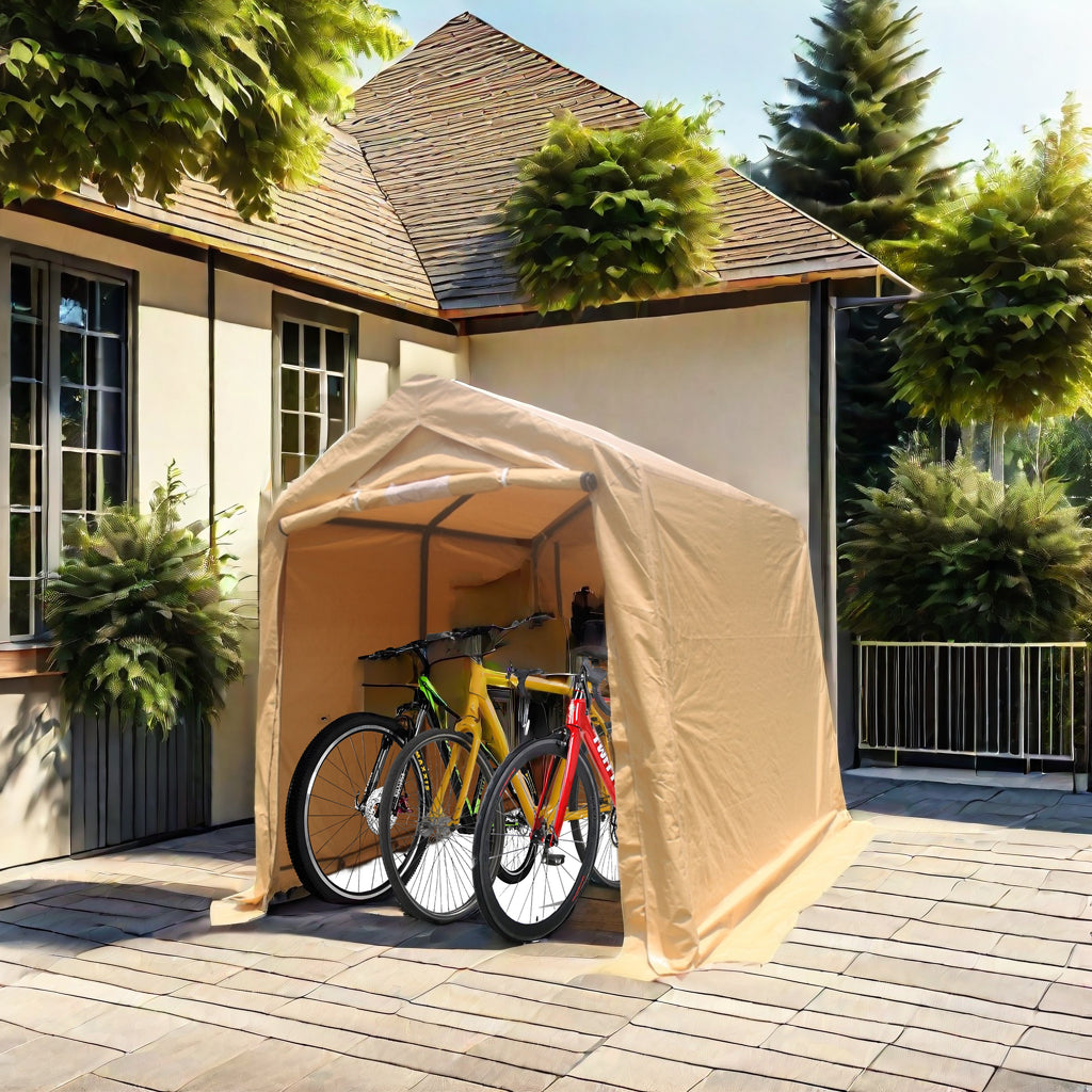 7x8 ft Outdoor Portable Gazebo Storage Shelter Shed with 2 Roll up Zipper Doors & Vents Carport - American Smart