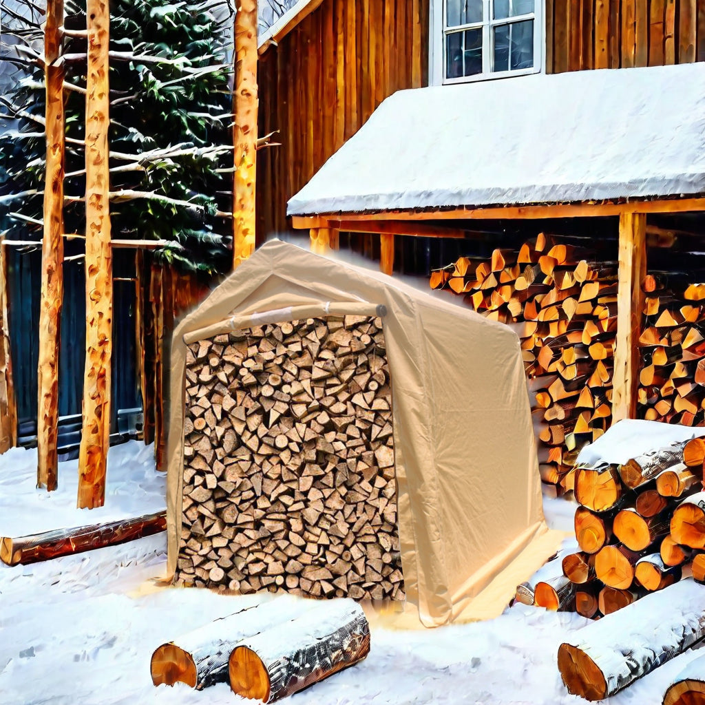 7x8 ft Outdoor Portable Gazebo Storage Shelter Shed with 2 Roll up Zipper Doors & Vents Carport - American Smart