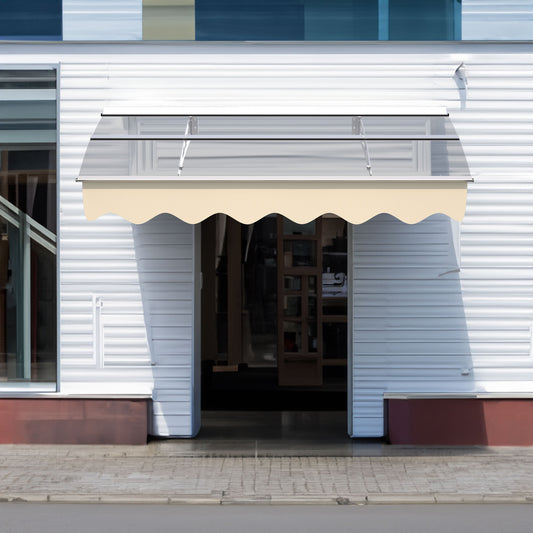 American Smart EP 5934W series door window awning canopy made of 3.5mm thick polycarbonate sheet, 59x34 inches in size.