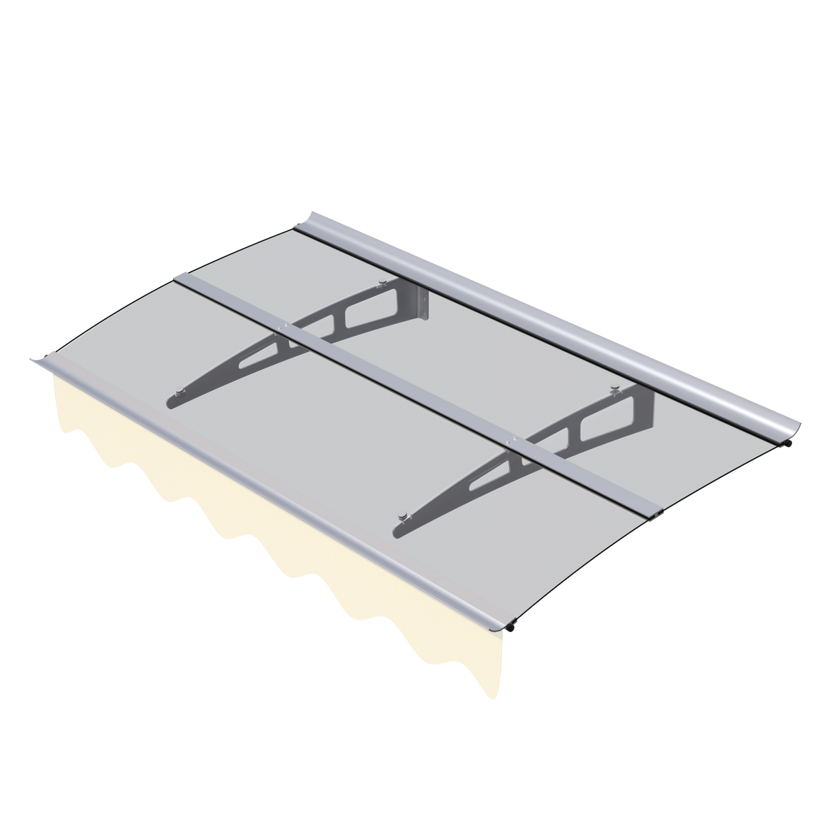 American Smart 5934W Series door window awning canopy in clear polycarbonate, 59x34 inches, with 0.137-inch thick solid sheet