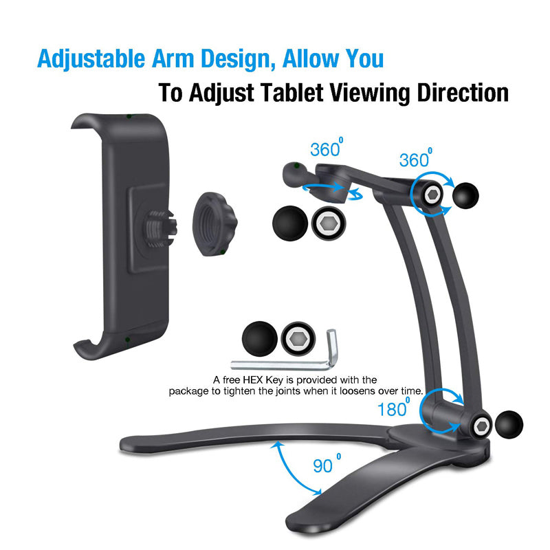 Wall-mounted kitchen tablet stand for 5-10.5 inch tablets and smartphones, with a metal bracket holder by American Smart EP.