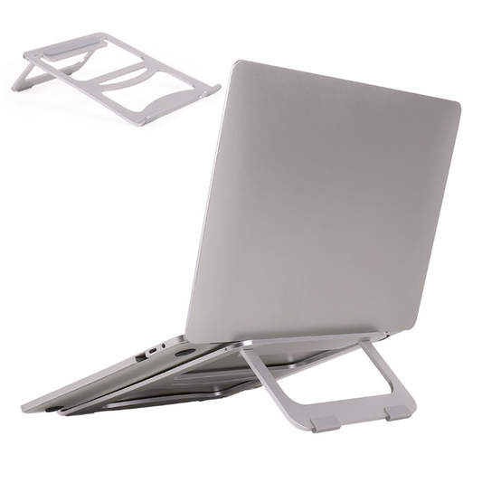 Foldable aluminum alloy laptop stand and cooling base from American Smart-EP, portable notebook and tablet cooler holder on an office desk.