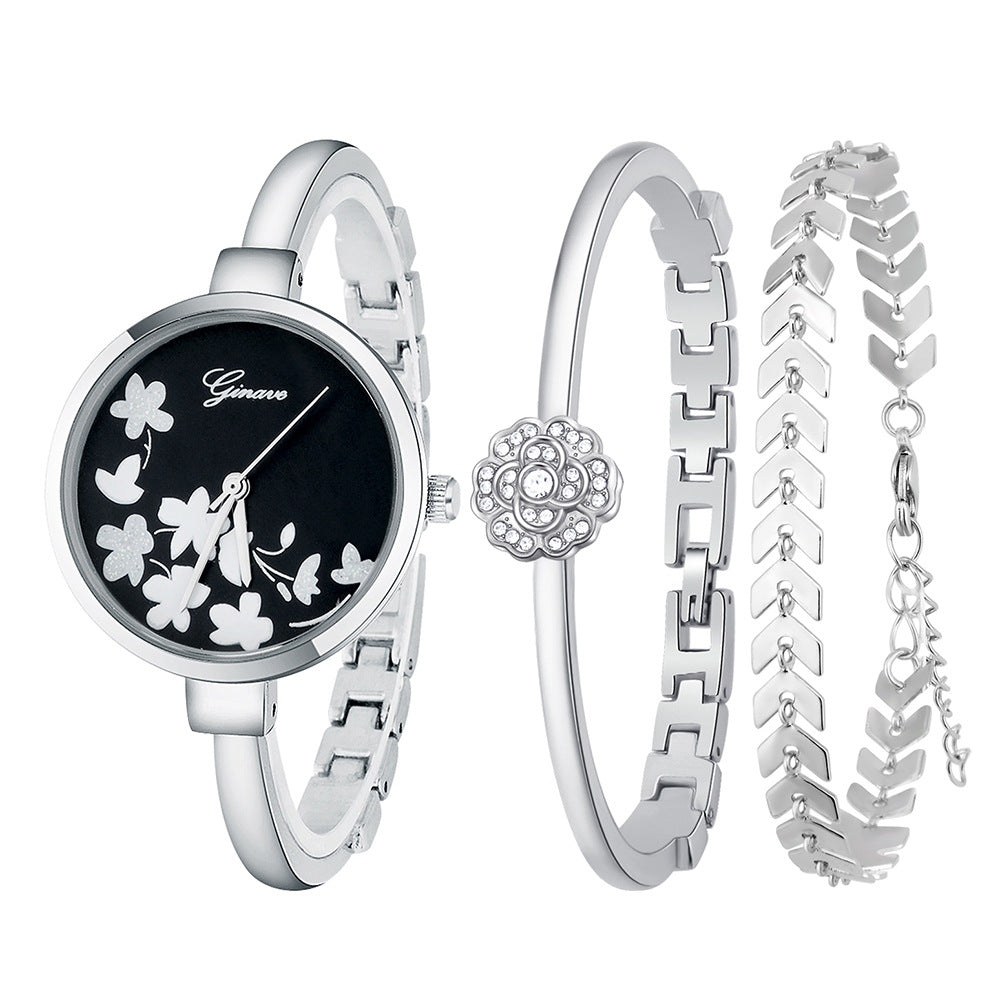 American Smart Geneva style women's quartz watch with jewelry set, featuring trendy design and elegant accessories.